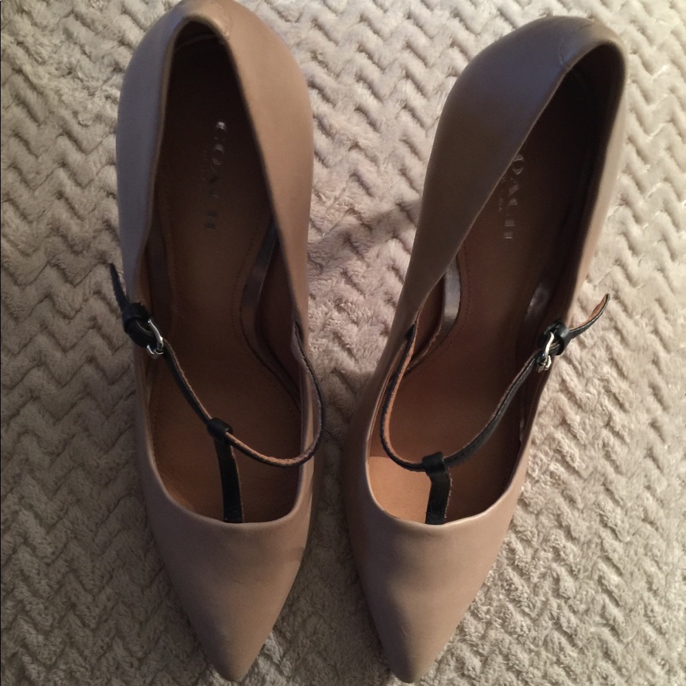 Coach Fulton Mink Gray Cow Baby/ T-Strap Heels